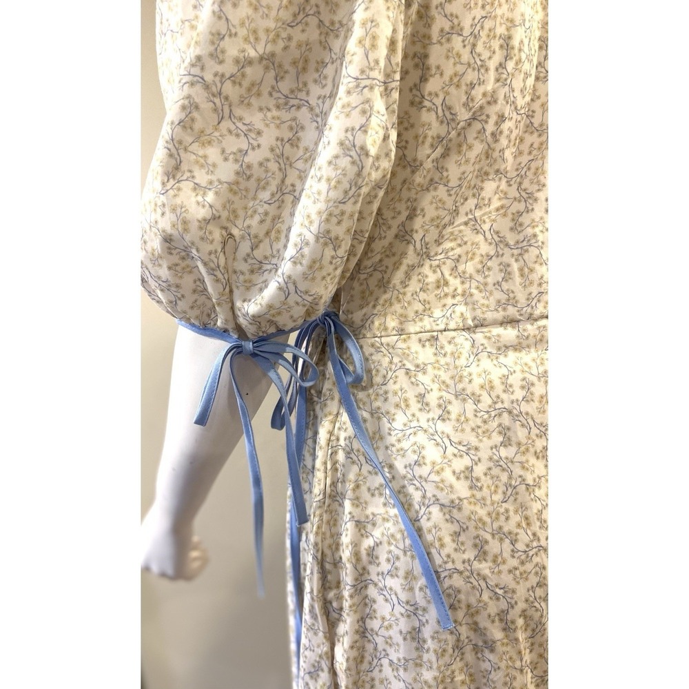 Dondolo Floral Wrap Maxi Dress Puff Sleeve Embroidered Collar Cottagecore Size M - Picture 5 of 15